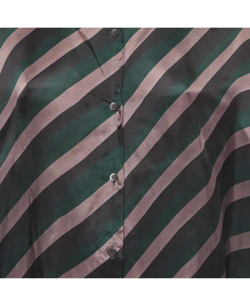 Women's Oversized Diagonal Stripe Satin Shirt