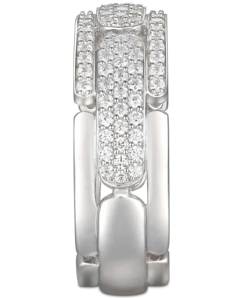 Cubic Zirconia (1-1/3 cttw) Pav&eacute; Band in Sterling Silver
