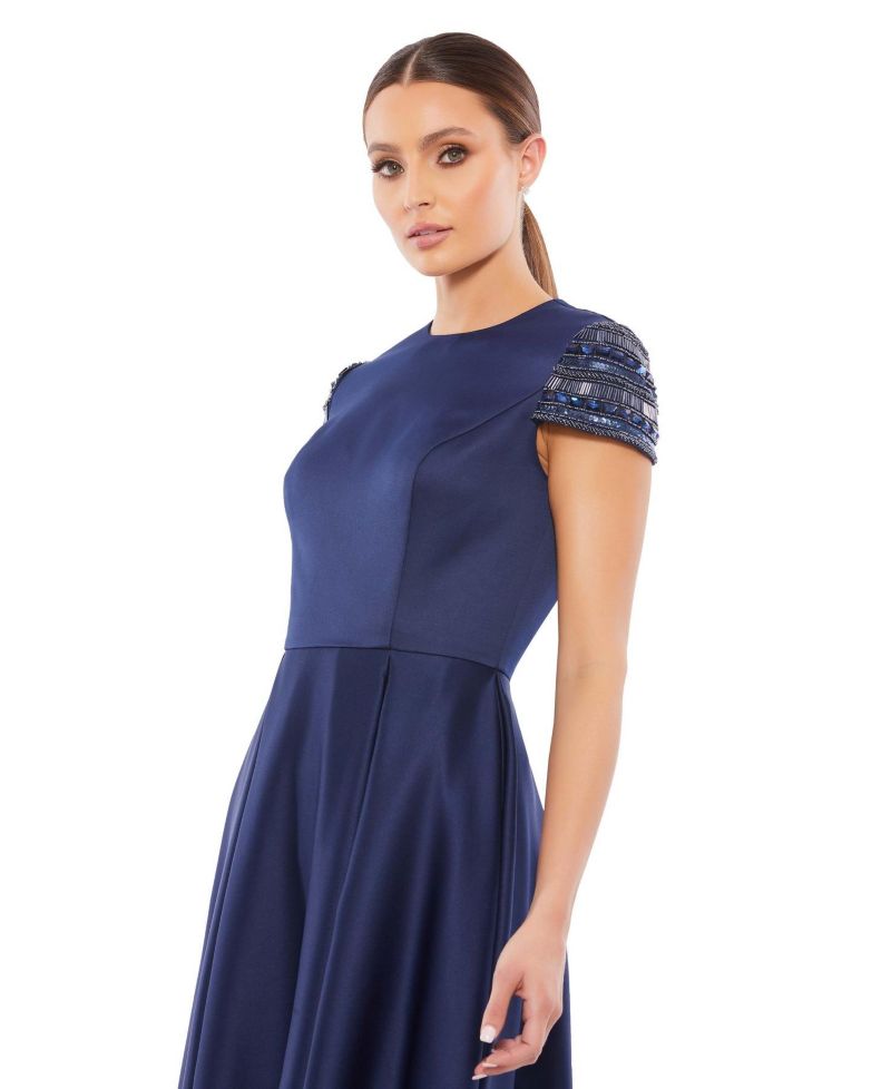 Women's Ieena High Neck Cap Sleeve Tea Length Dress