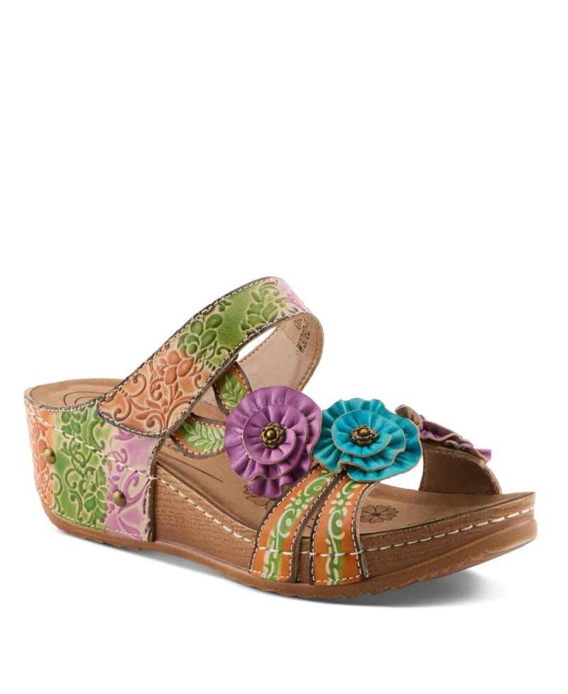 Women s Ohsosweet Floral Leather Wedge with Soft Cushioned Insole
