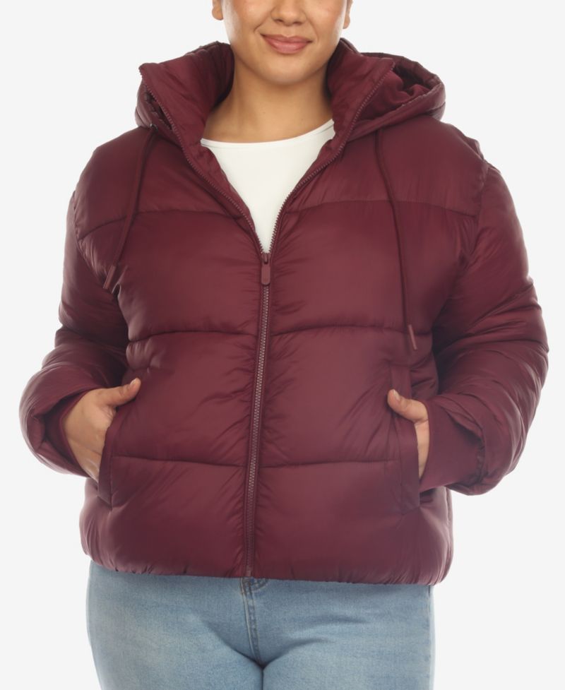 Plus Size Hooded Bomber Puffer Coat