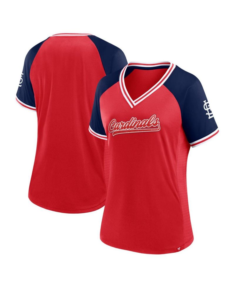 Women's Red St. Louis Cardinals Glitz and Glam League Diva Raglan V-Neck T-shirt