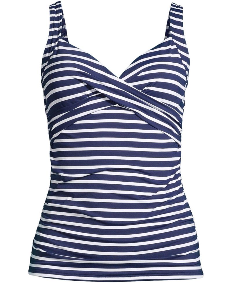 Women's V-Neck Wrap Underwire Tankini Swimsuit Top Adjustable Straps
