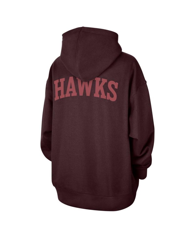 Women's Burgundy Atlanta Hawks Courtside Statement Edition Oversize Pullover Hoodie