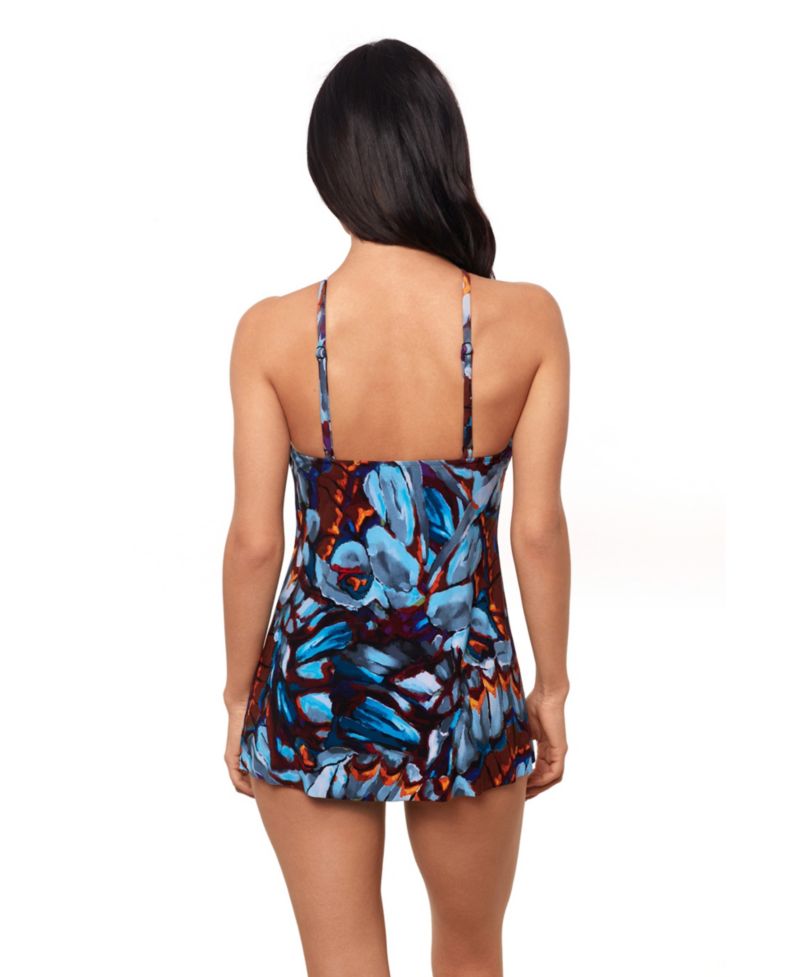 Women's Printed High-Neck Underwire Swim Cover-Up Dress