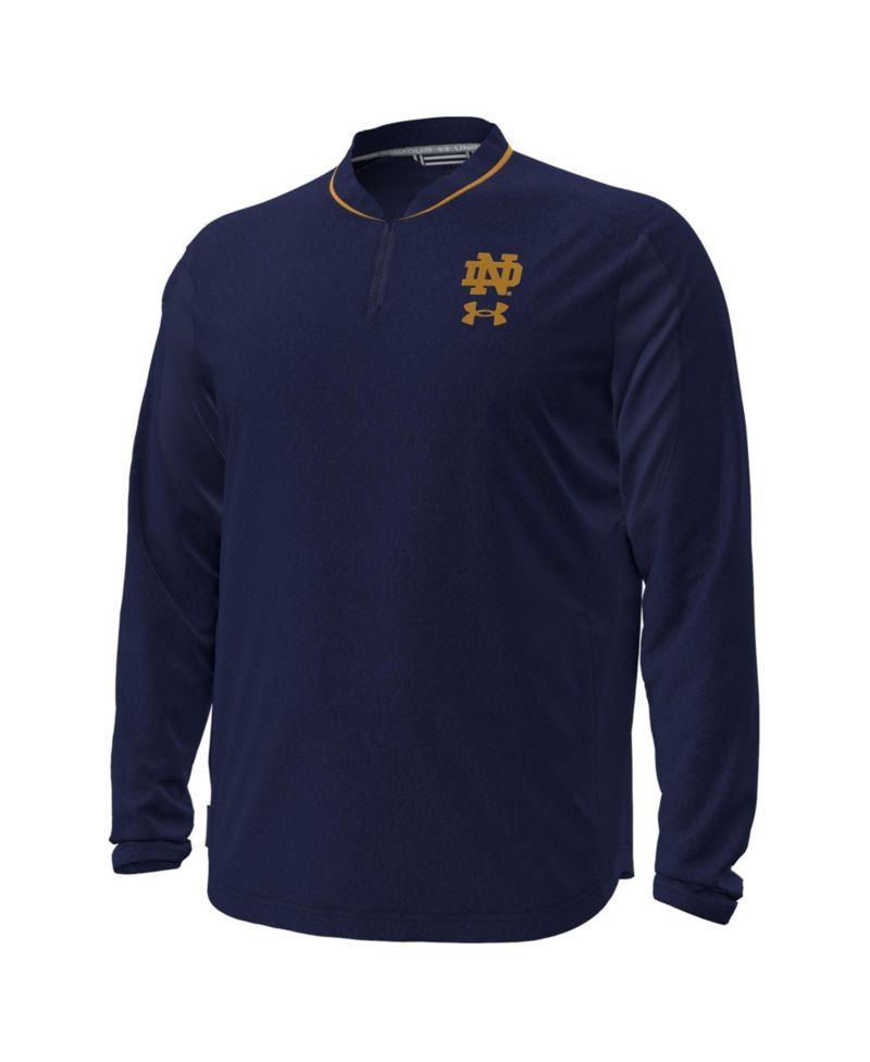 Men's Navy Notre Dame Fighting Irish 2026 Sideline Motivate Woven Quarter-Zip Long Sleeve Pullover