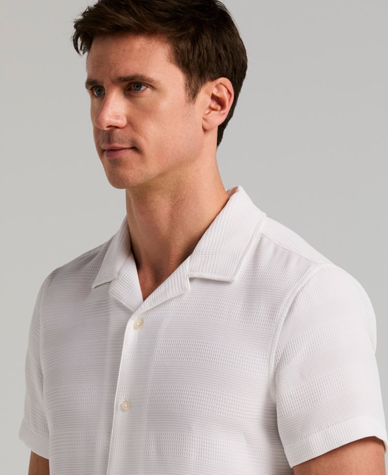 Men's Dobby Stripe Camp Collar Shirt