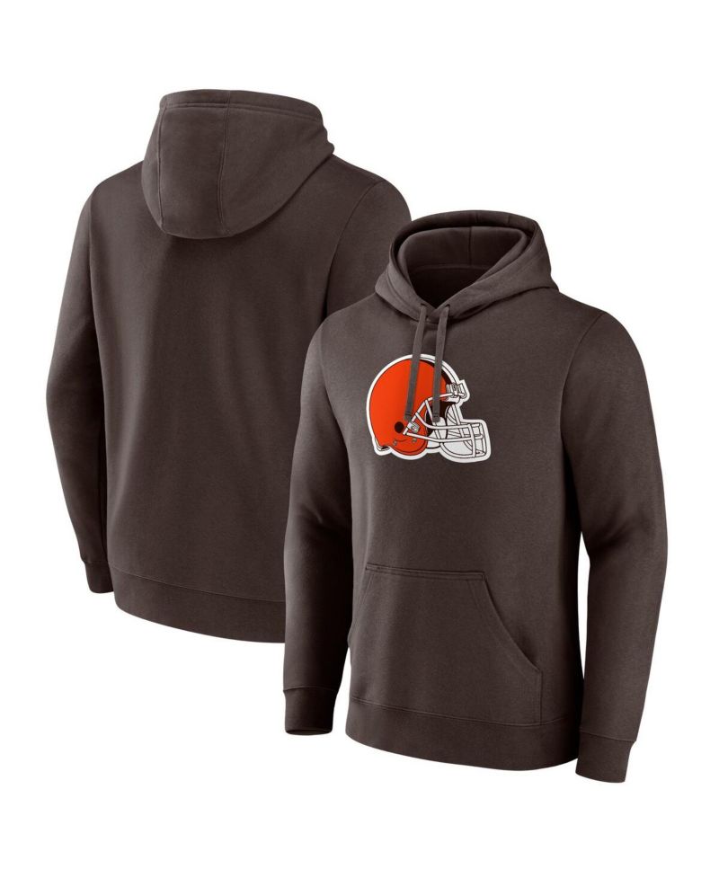 Men's Brown Cleveland Browns Primary Logo Pullover Hoodie