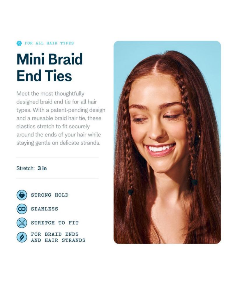 No Snag Braid Ends - Seamless Nylon and Spandex Hair Ties for Braids - No-Snag Gentle Hold Design - 25 Pack