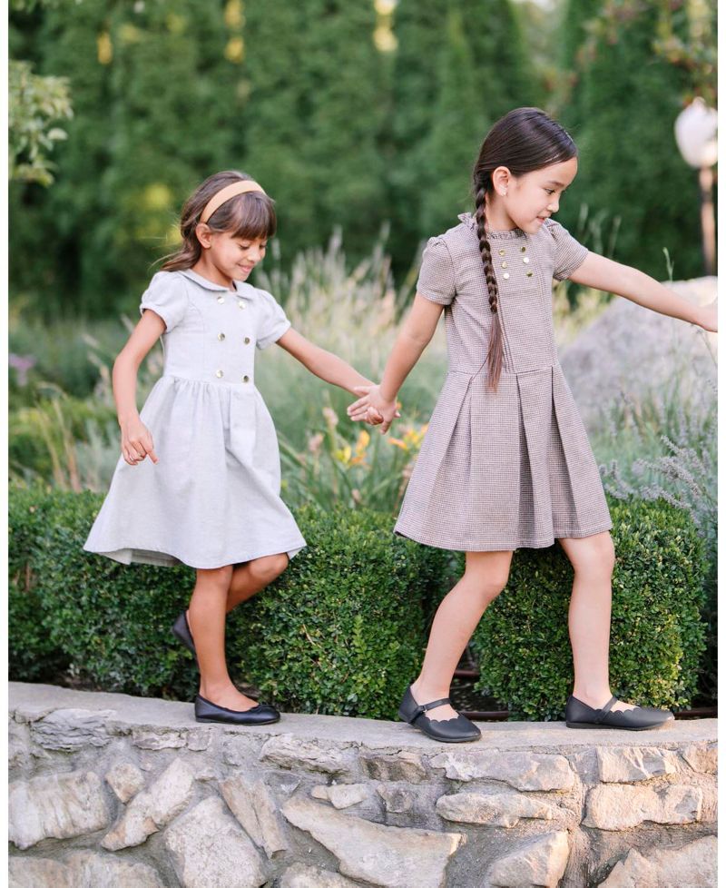Big Girls Hope and Henry Organic Double Breasted Flannel Dress with Collar