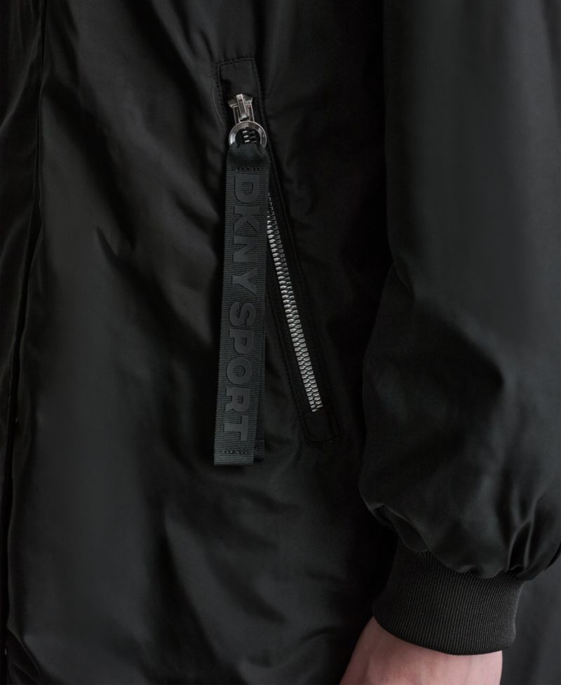 Women's Removable Hood Long Flight Quilted-Lined Jacket
