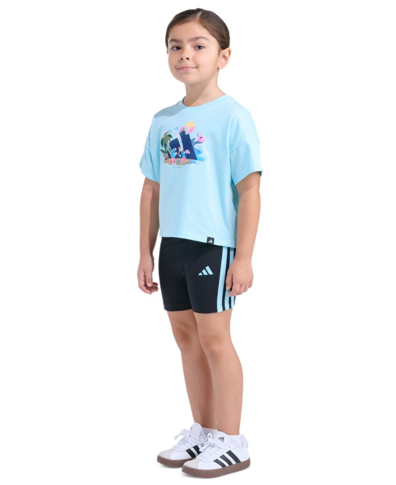 Girls' 2T-6X Short-Sleeve T-Shirt and Bike Shorts, 2-Piece Set