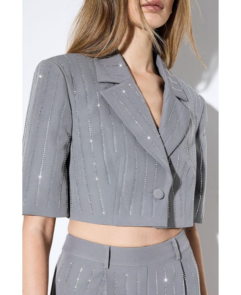 Women's Premium Embellished Cropped Blazer