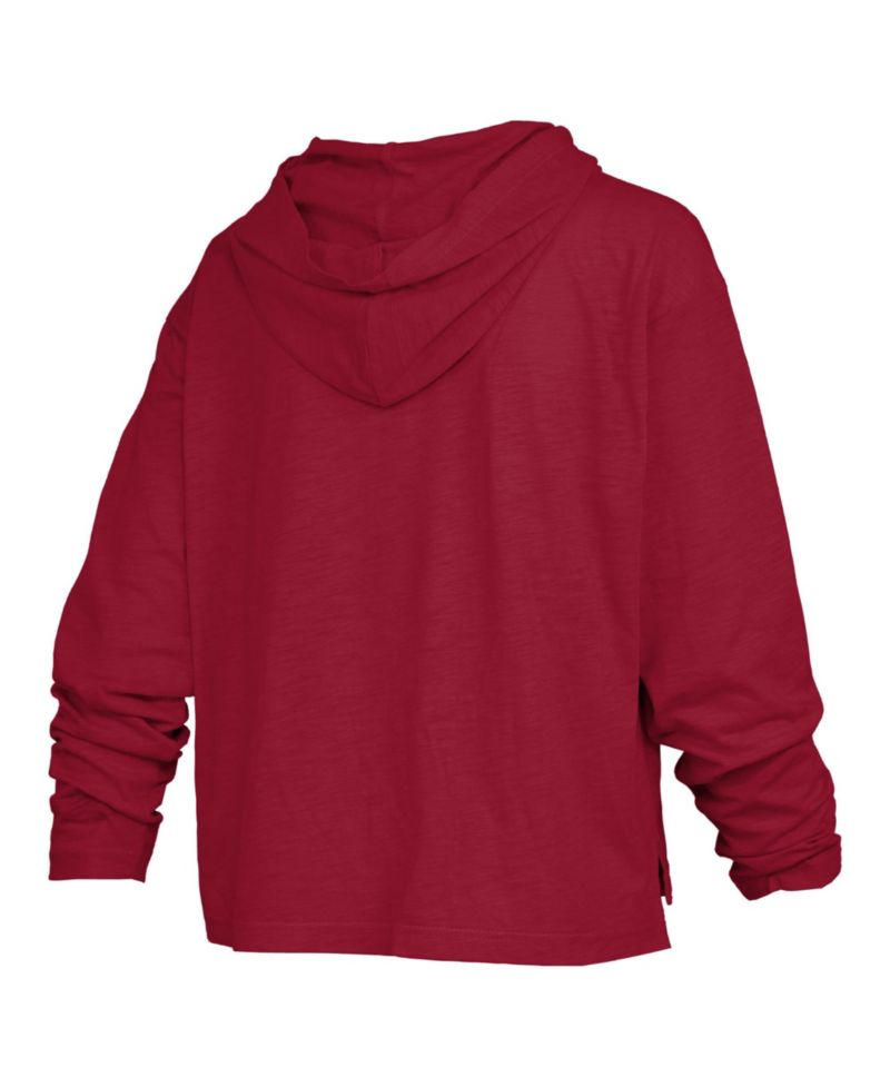 Women's Crimson Oklahoma Sooners Castillo Slub Waist Length Long Sleeve Hooded T-Shirt