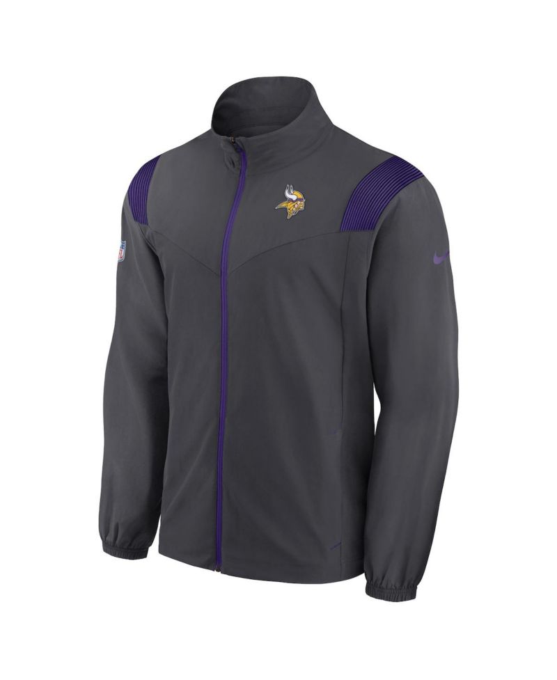 Men's Anthracite Minnesota Vikings Sideline Woven Logo Full-Zip Jacket