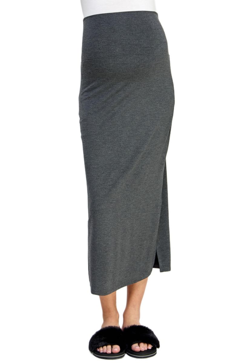 Maternity High-Rise Pencil Midi Skirt with Side Slits