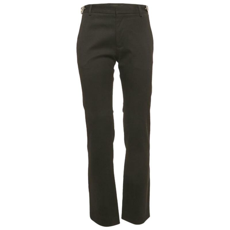 Women's Black Gabardine Belt Detail Trousers