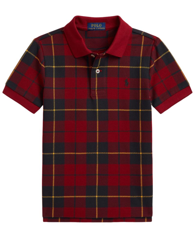 Boys' 2T-7 Plaid Short-Sleeve Polo Shirt