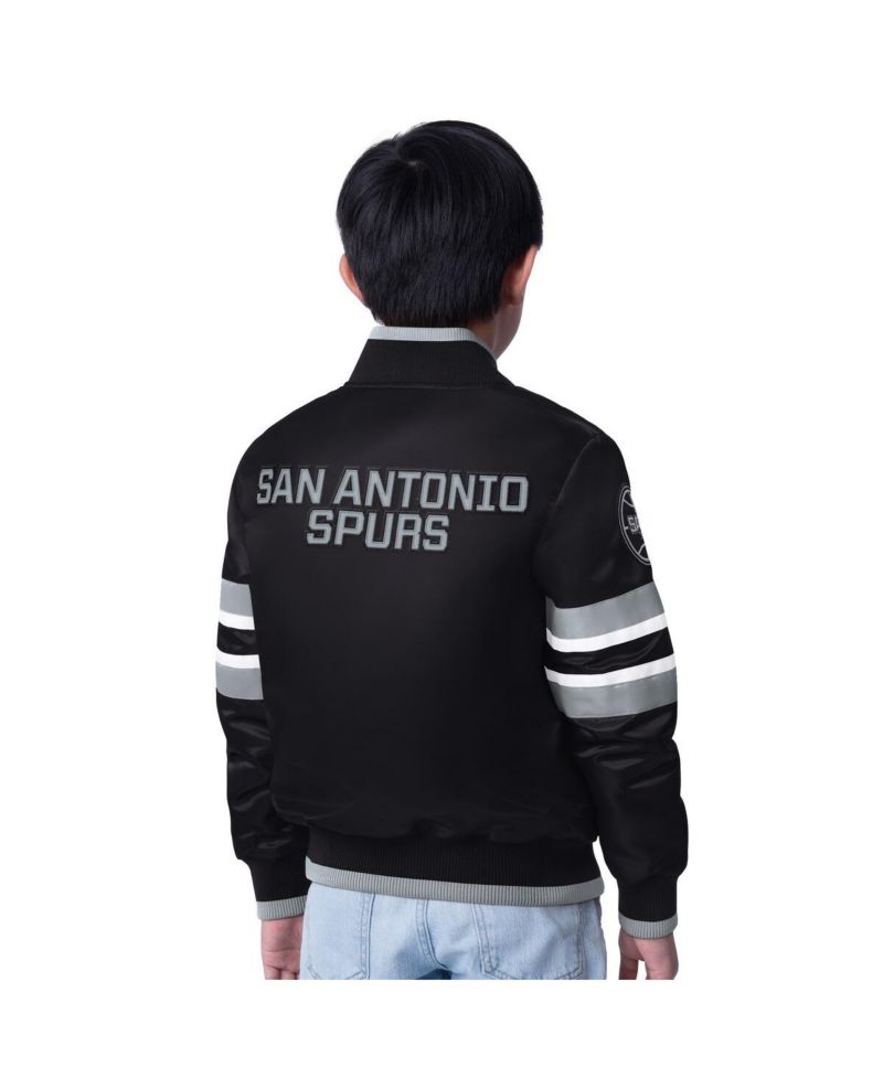 Big Boys and Girls Black San Antonio Spurs Scout Varsity Full-Snap Jacket