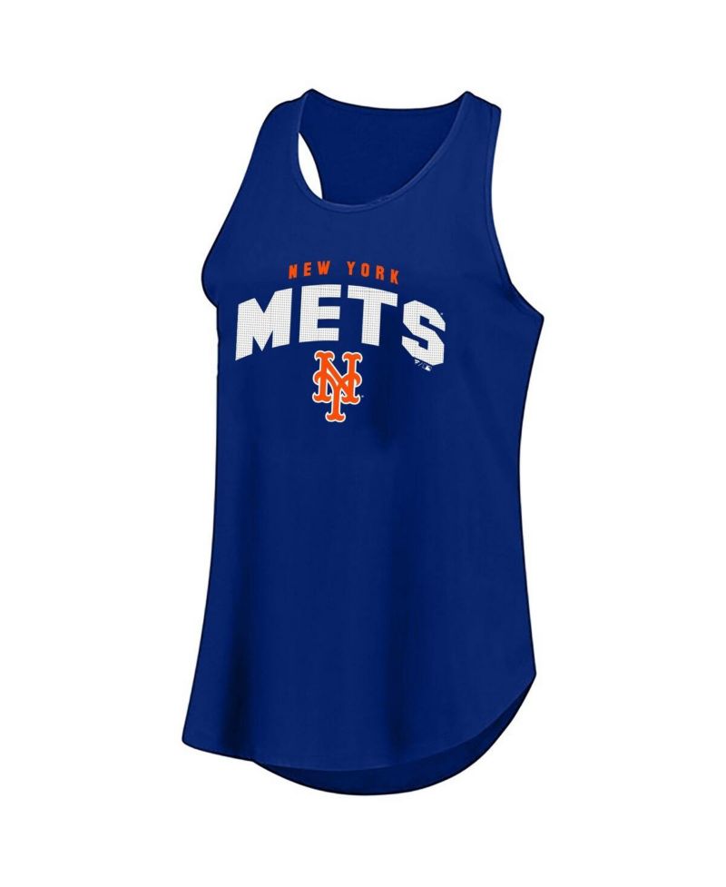 Women's Blue New York Mets Plus Size Wordmark Racerback Scoop Neck Tank Top