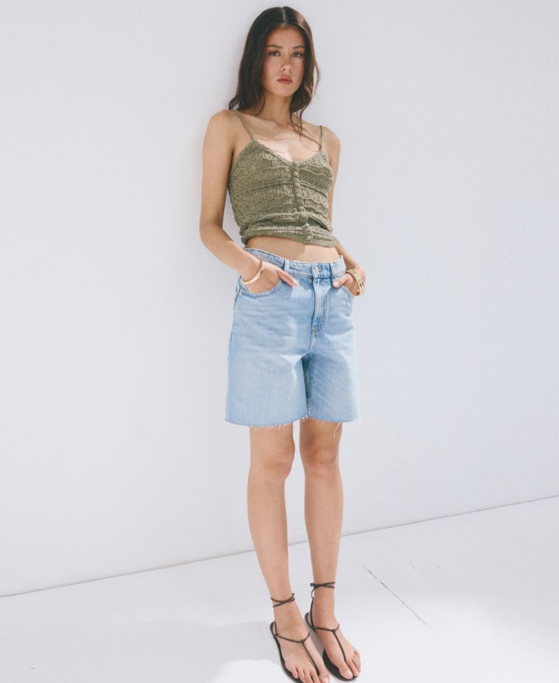 Women's Buttons Open-Knit Top