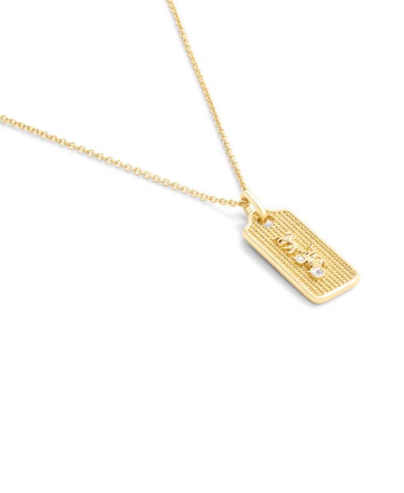 Gold Signature Hangtag Pendant Necklace