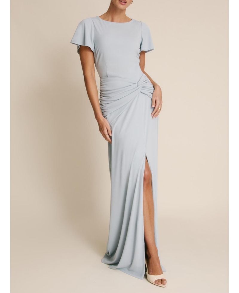 Women's Knot Panel Flutter Sleeve Stretch Dresses