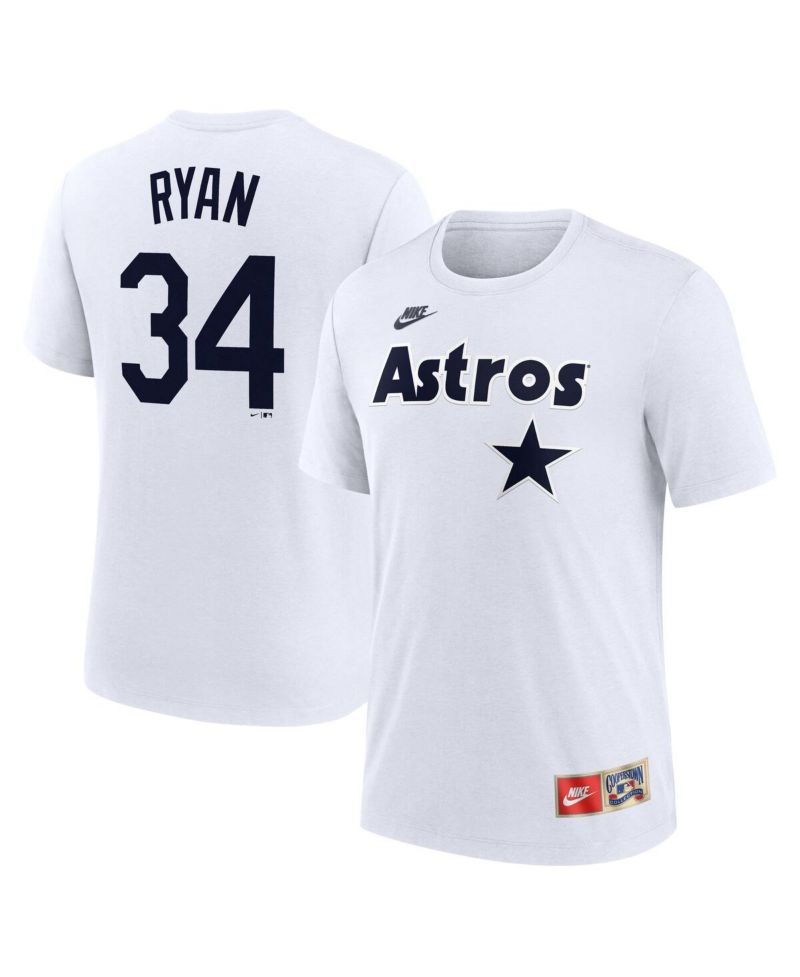 Men's Nolan Ryan White Houston Astros Cooperstown Collection Name & Number Tri-Blend T-Shirt
