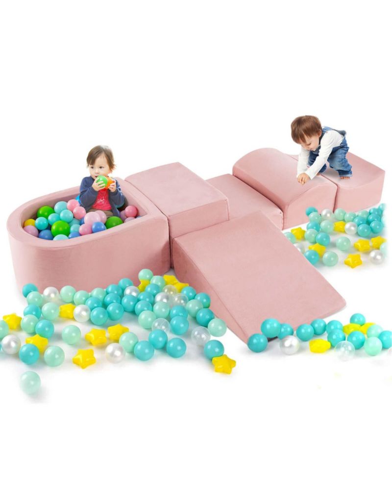5PCS Climb and Crawl Playset with Ball Pit for Kids Zippers for