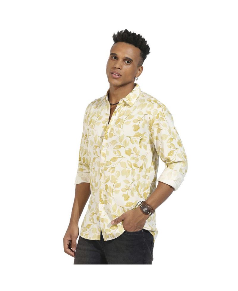 Men's Artistic Foliage Print Shirt