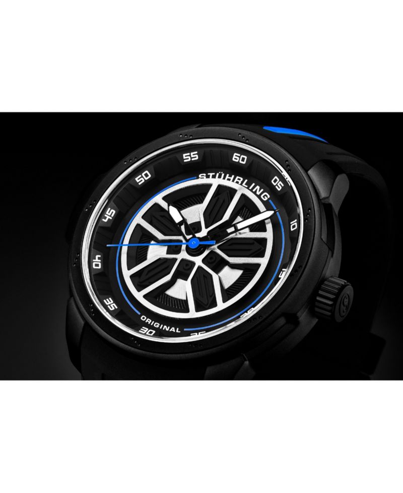 Men's 984 Quartz 44mm Aviator Multi Layered Dial Silicone Strap Men's Watch