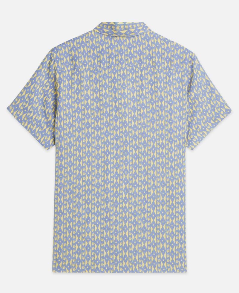 Men's Printed Linen Regular-Fit Short-Sleeve Shirt