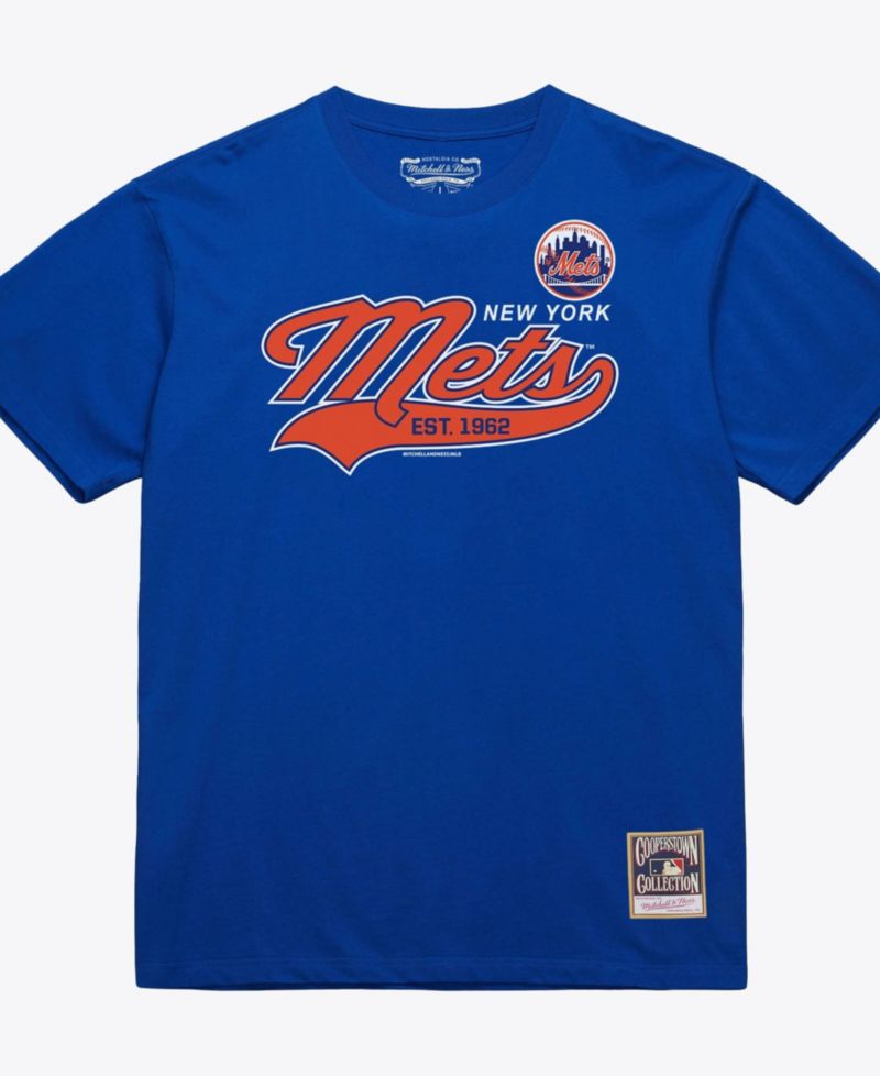 Men's Royal New York Mets Script Sweep Arch T-Shirt