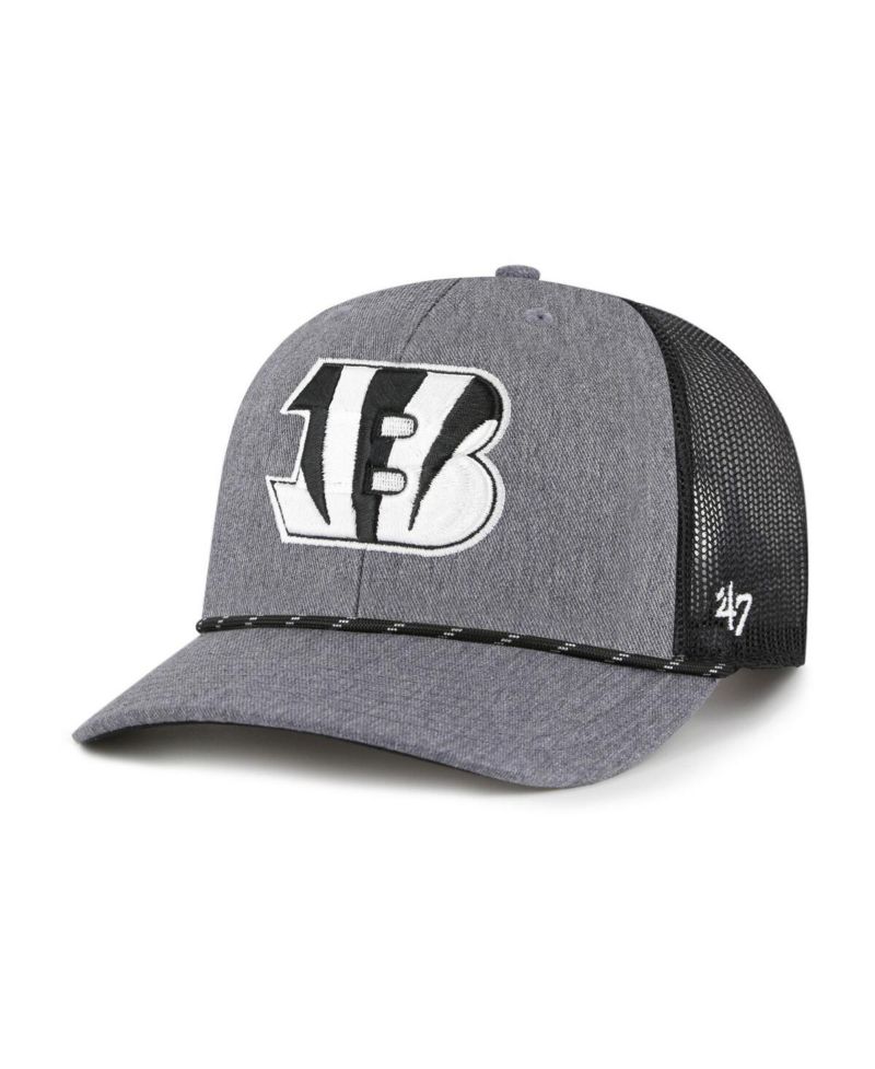 Men's Heather Charcoal Cincinnati Bengals Carbon Rope Trucker Adjustable Hat