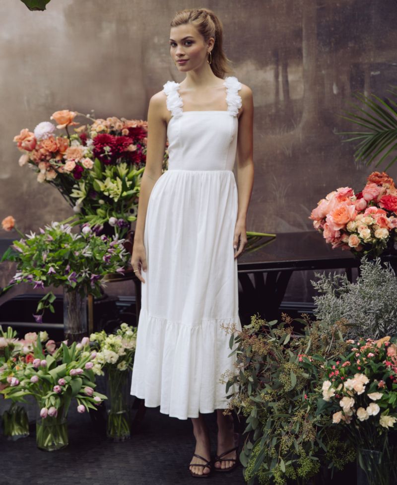 Women's Square Neck Sleeveless Midi Dress
