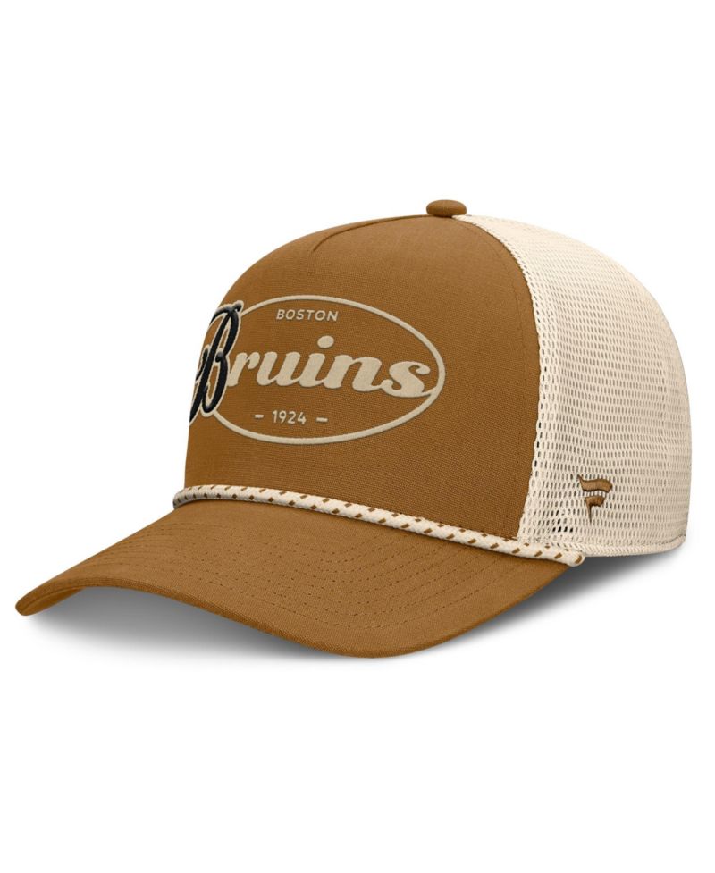 Men's Brown/Cream Boston Bruins Heritage Fetch A-Frame Trucker Adjustable Hat