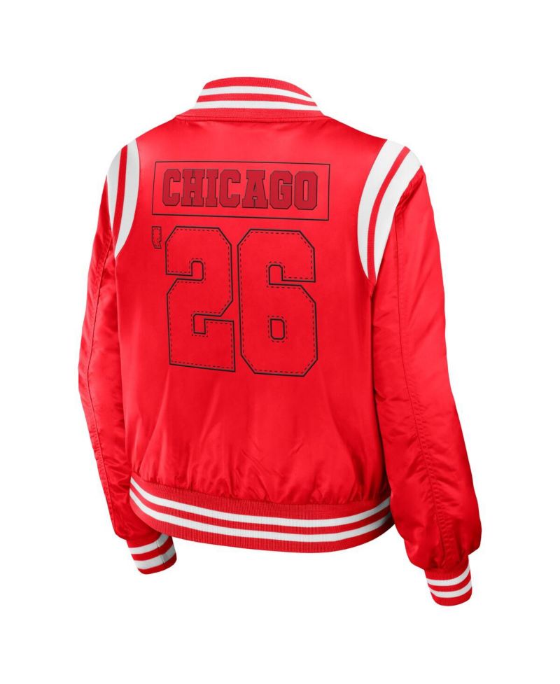 Women's Red Chicago Blackhawks Baller Full-Zip Bomber Jacket