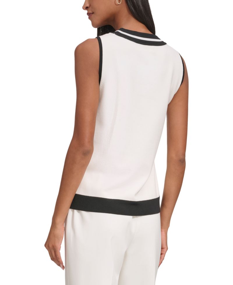 Women's Scoop-Neck Sleeveless Knit Top with Contrast Trim