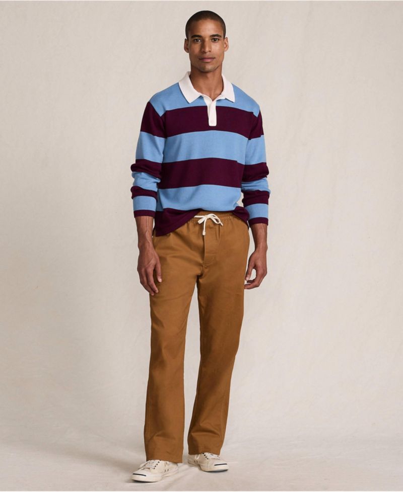 Men's Long Sleeve Cotton Rugby Sweater Polo