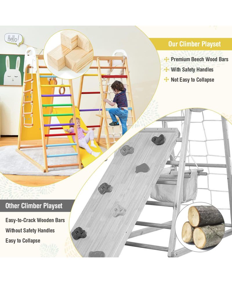 8-in-1 Beech Wood Jungle Gym Playset