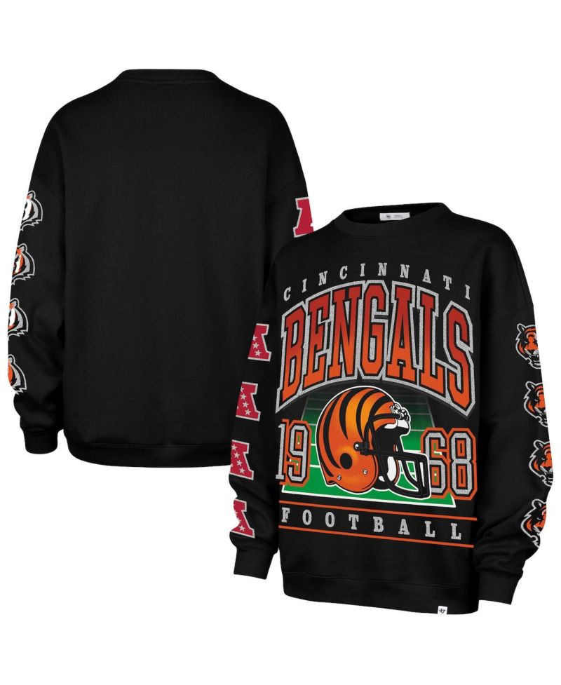 Women's Black Cincinnati Bengals Go Big Oversized Pullover Sweatshirt