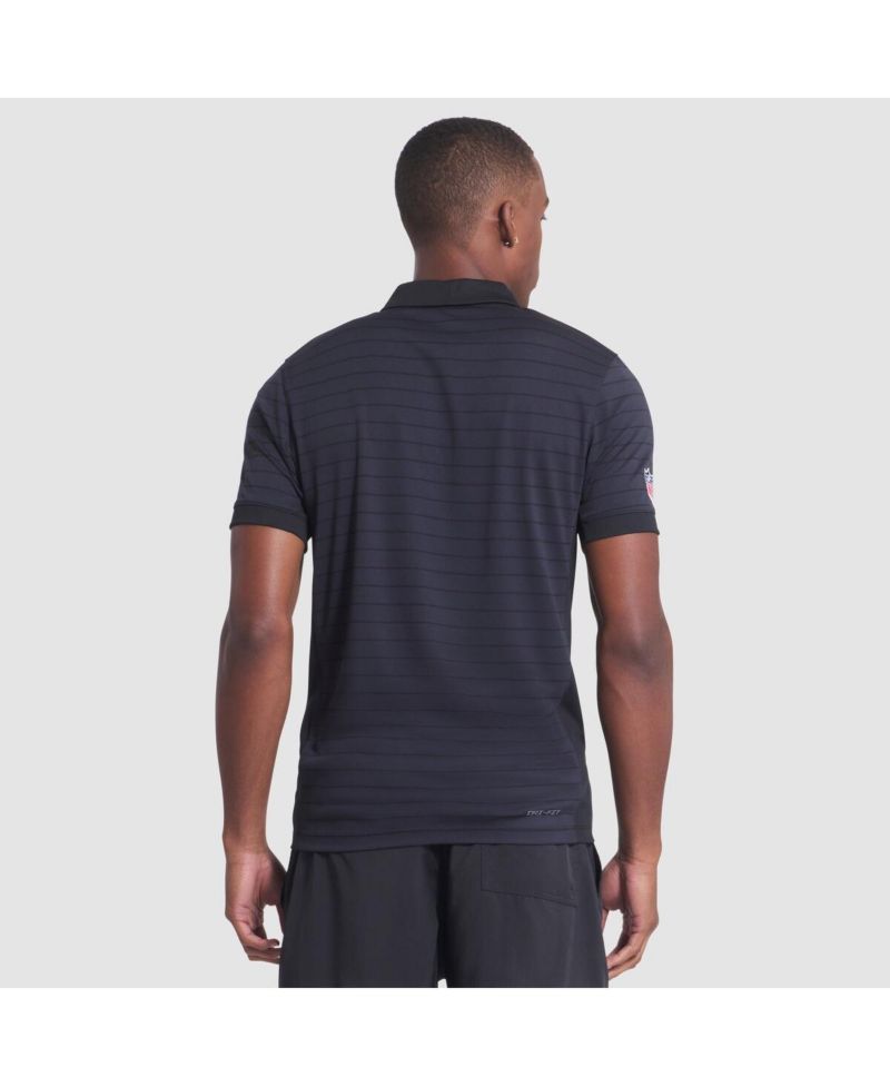 Men's Pitch Blue Miami Dolphins 2025 Rivalries Collection Sideline Victory Striped Dri-FIT Polo Shirt