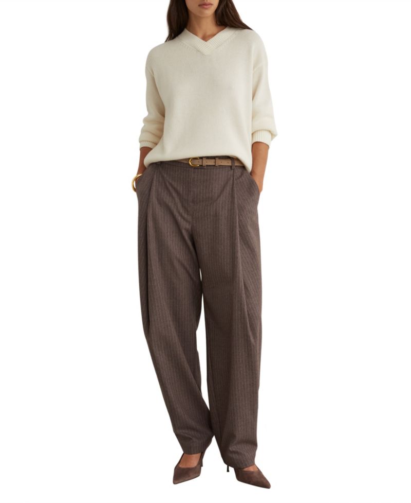 Women's Mari V-Neck Wool-Cashmere Blend Dropped-Shoulder Sweater