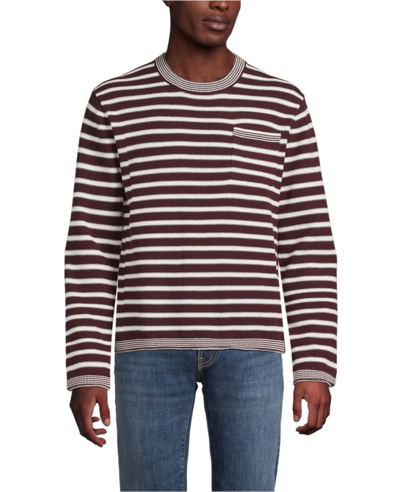 Men's Long Sleeve Textured Cotton Crewneck Sweater