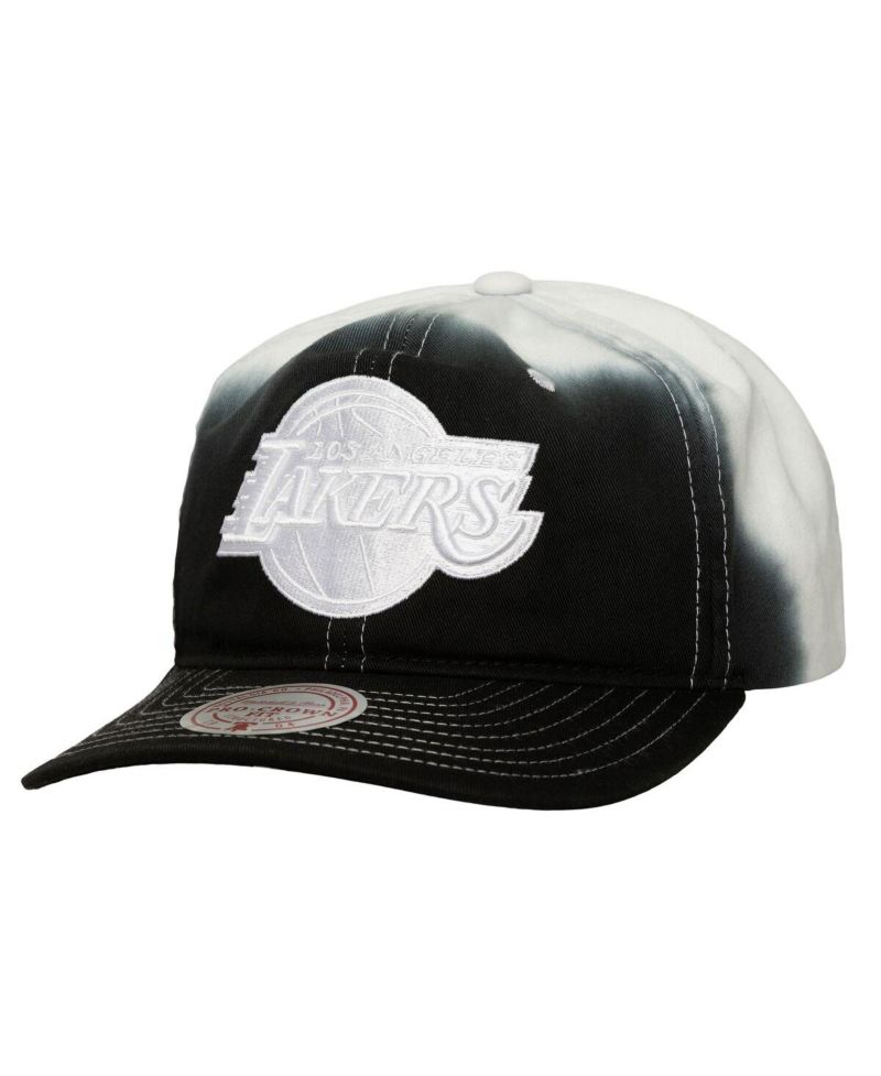 Men's Black/White Los Angeles Lakers Dip Dye Pro Crown Adjustable Hat