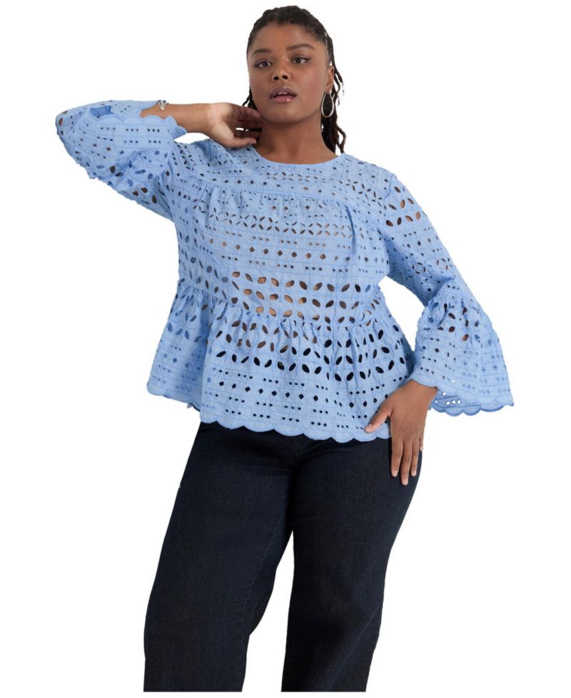 Women's June and Vie Eyelet Flounce Peplum Top