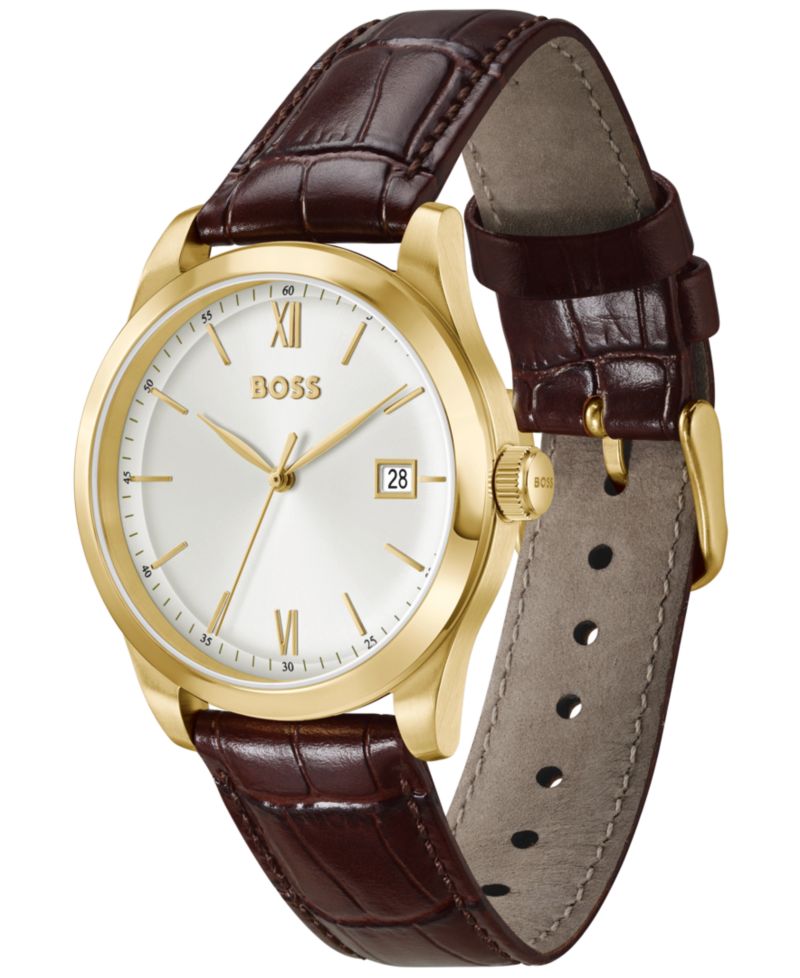 Men's Langford Quartz Brown Leather Watch 39mm