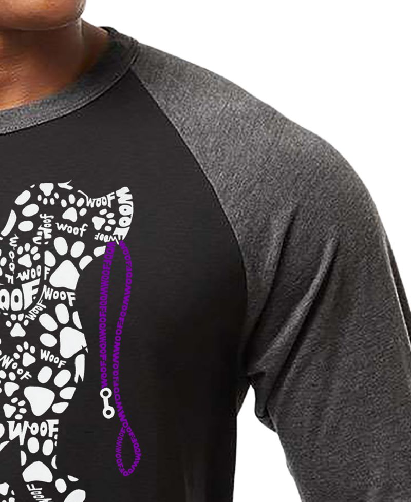 Men's Dog Leash Word Art Raglan-Sleeve T-Shirt