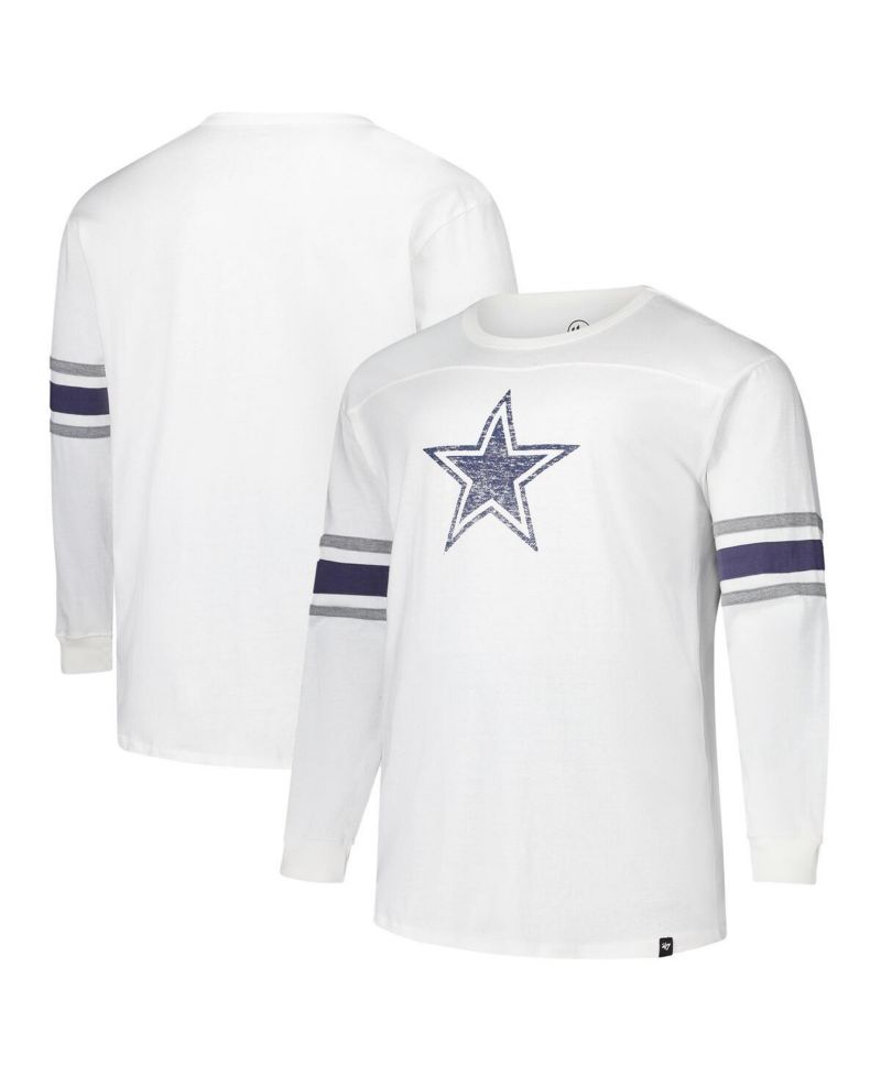 47 Brand Men's White Dallas Cowboys Big & Tall Premier Brex Long Sleeve T-Shirt