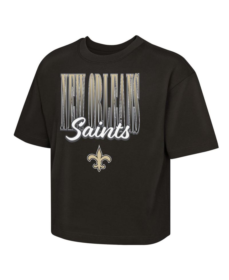Big Girls Black New Orleans Saints Big City Boxy T-Shirt